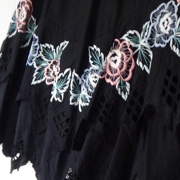 Bali Emerald Vintage 80s Floral Embroidered Boho Top and Skirt Set - Picture 10 of 13